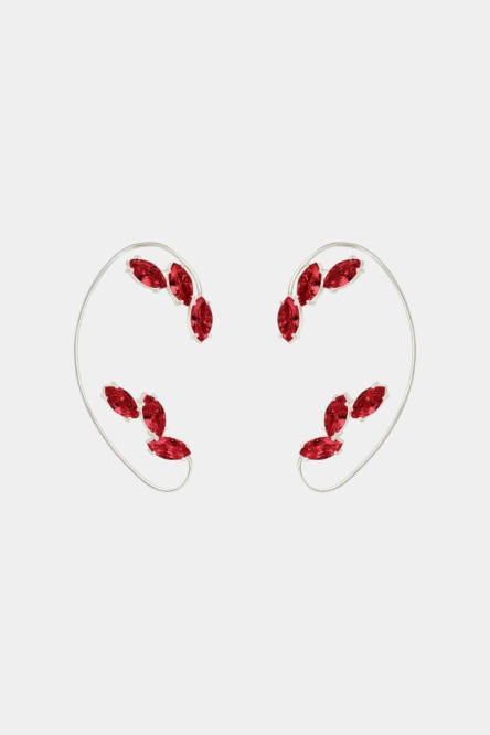 Серебряные кафы Cuff 02 с красными фианитами