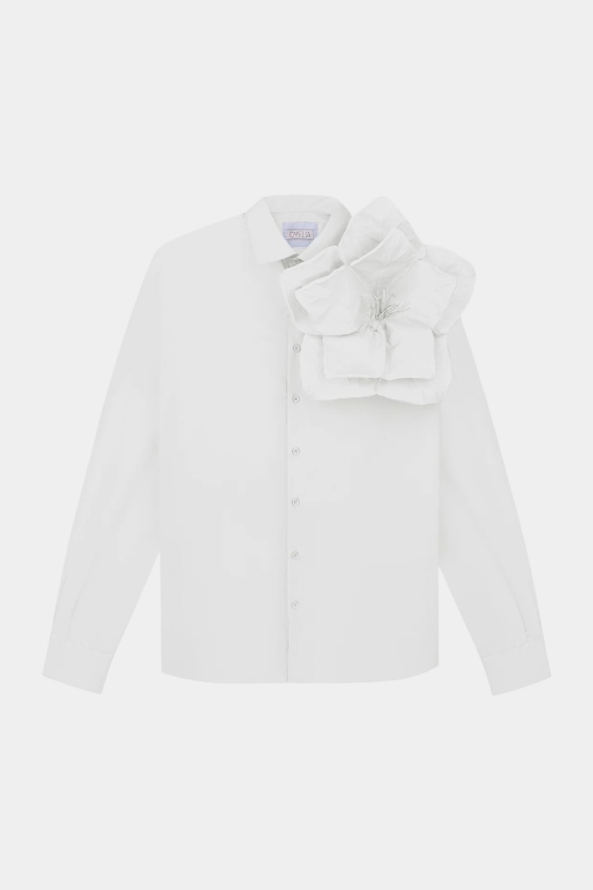 Белая рубашка Redesigned Shirt 09 Regular с цветком OMELIA