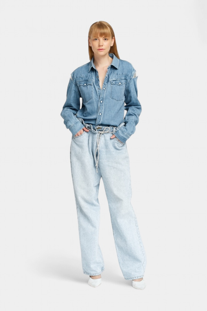 Голубая рубашка Redesigned Shirt 23 Oversize OMELIA