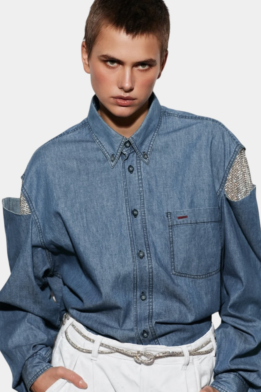 Голубая рубашка Redesigned Shirt 23 Oversize OMELIA