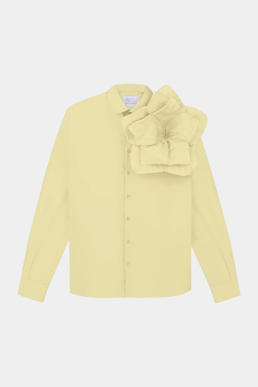 Жовта сорочка Redesigned Shirt 09 Regular з квіткою OMELIA