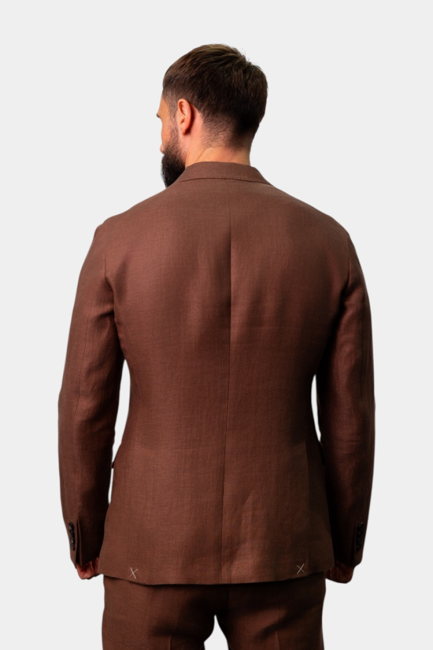 Коричневий лляний однобортний піджак R51023-02606-054 Peserico