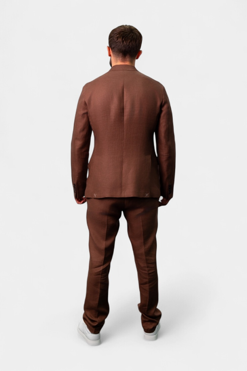 Коричневий лляний однобортний піджак R51023-02606-054 Peserico