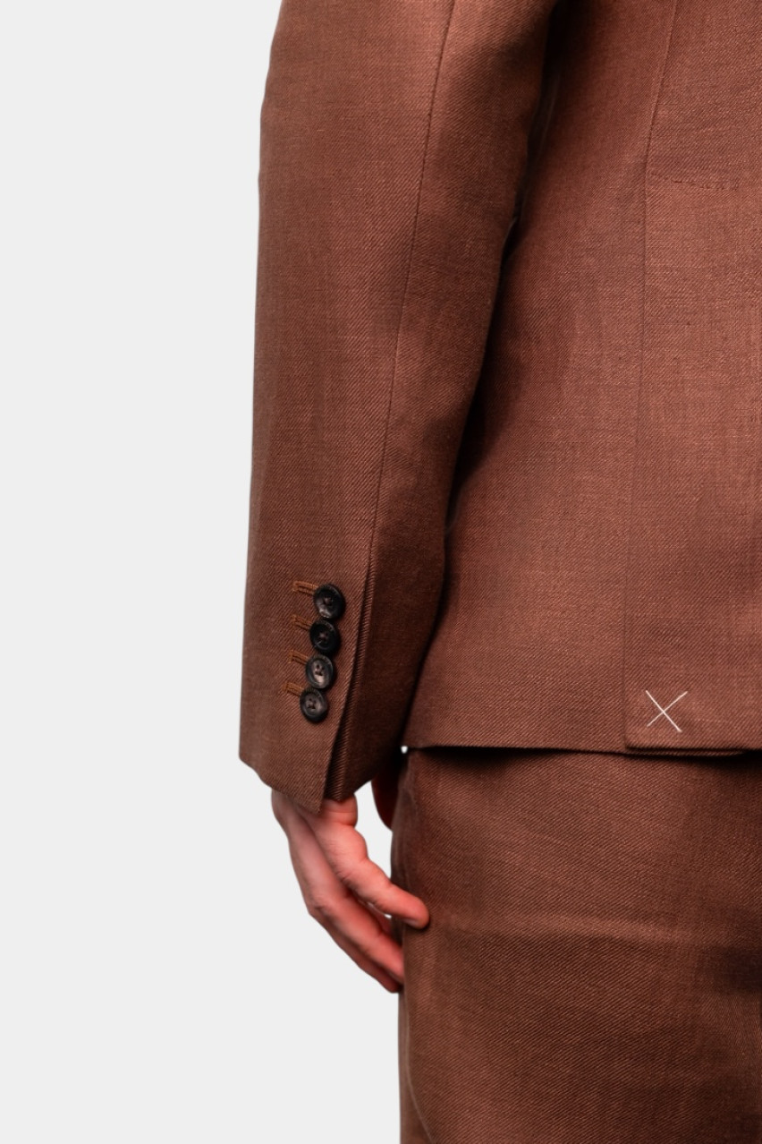 Коричневий лляний однобортний піджак R51023-02606-054 Peserico
