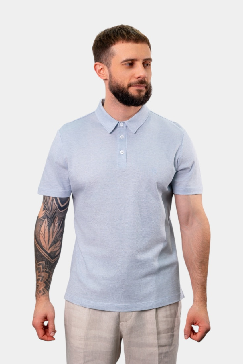 Голубое поло из хлопкового пике R55052J0Q0-03033-980 Peserico