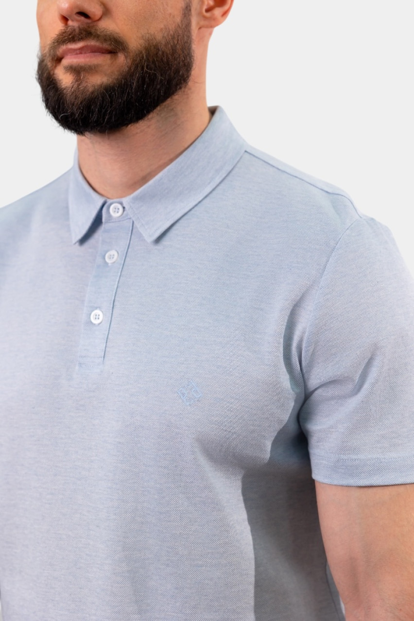 Голубое поло из хлопкового пике R55052J0Q0-03033-980 Peserico