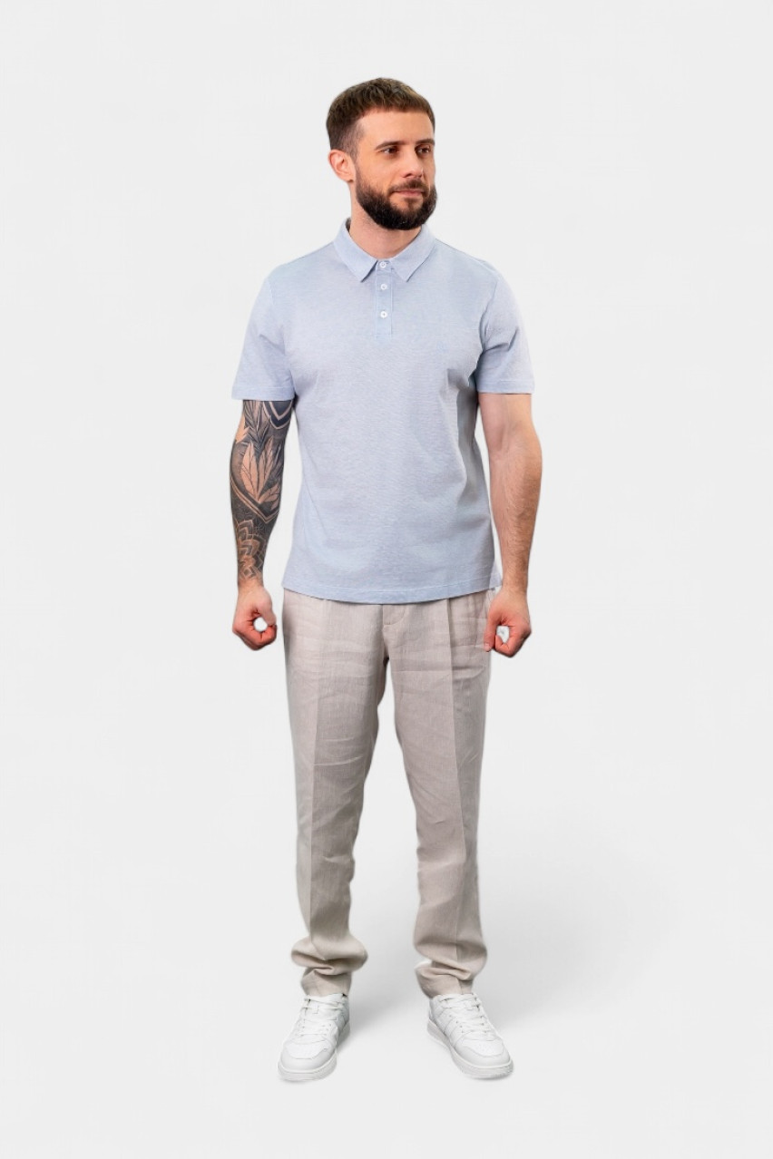 Голубое поло из хлопкового пике R55052J0Q0-03033-980 Peserico