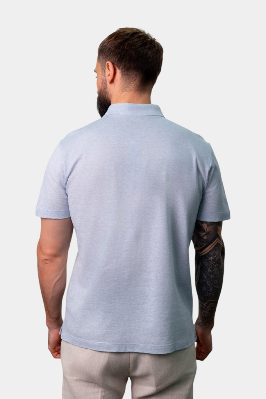 Голубое поло из хлопкового пике R55052J0Q0-03033-980 Peserico