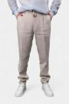 Бежеві лляні брюки-джогери