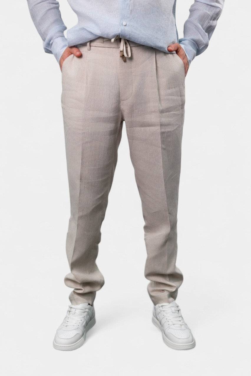 Бежевые льняные брюки-джогеры R54074N-02607-944 Peserico