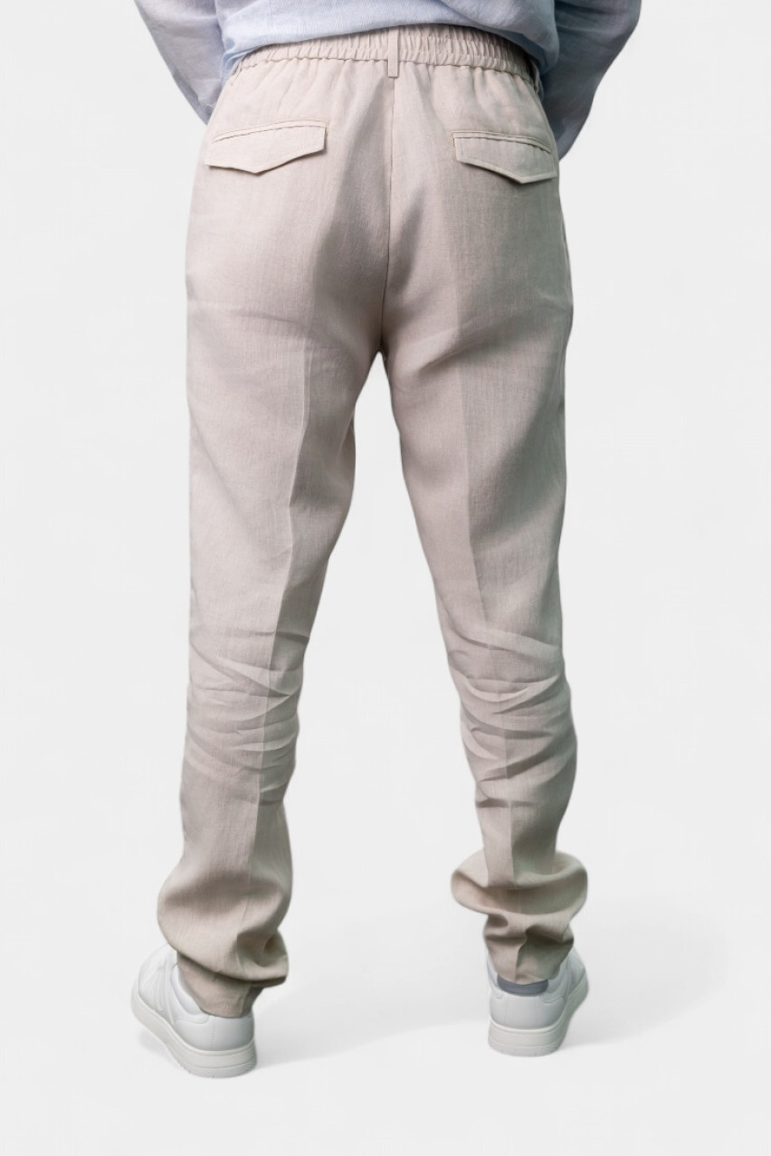 Бежевые льняные брюки-джогеры R54074N-02607-944 Peserico