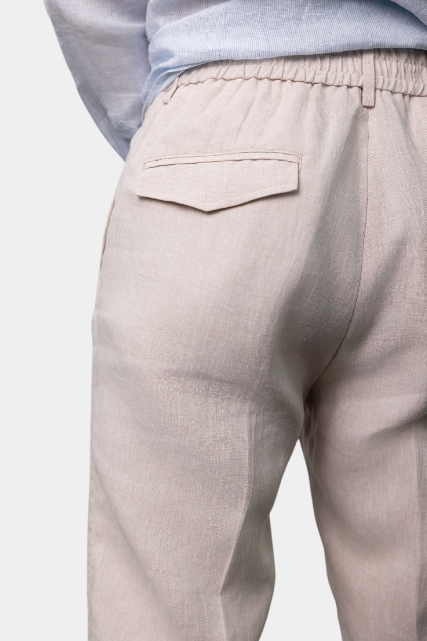 Бежевые льняные брюки-джогеры R54074N-02607-944 Peserico