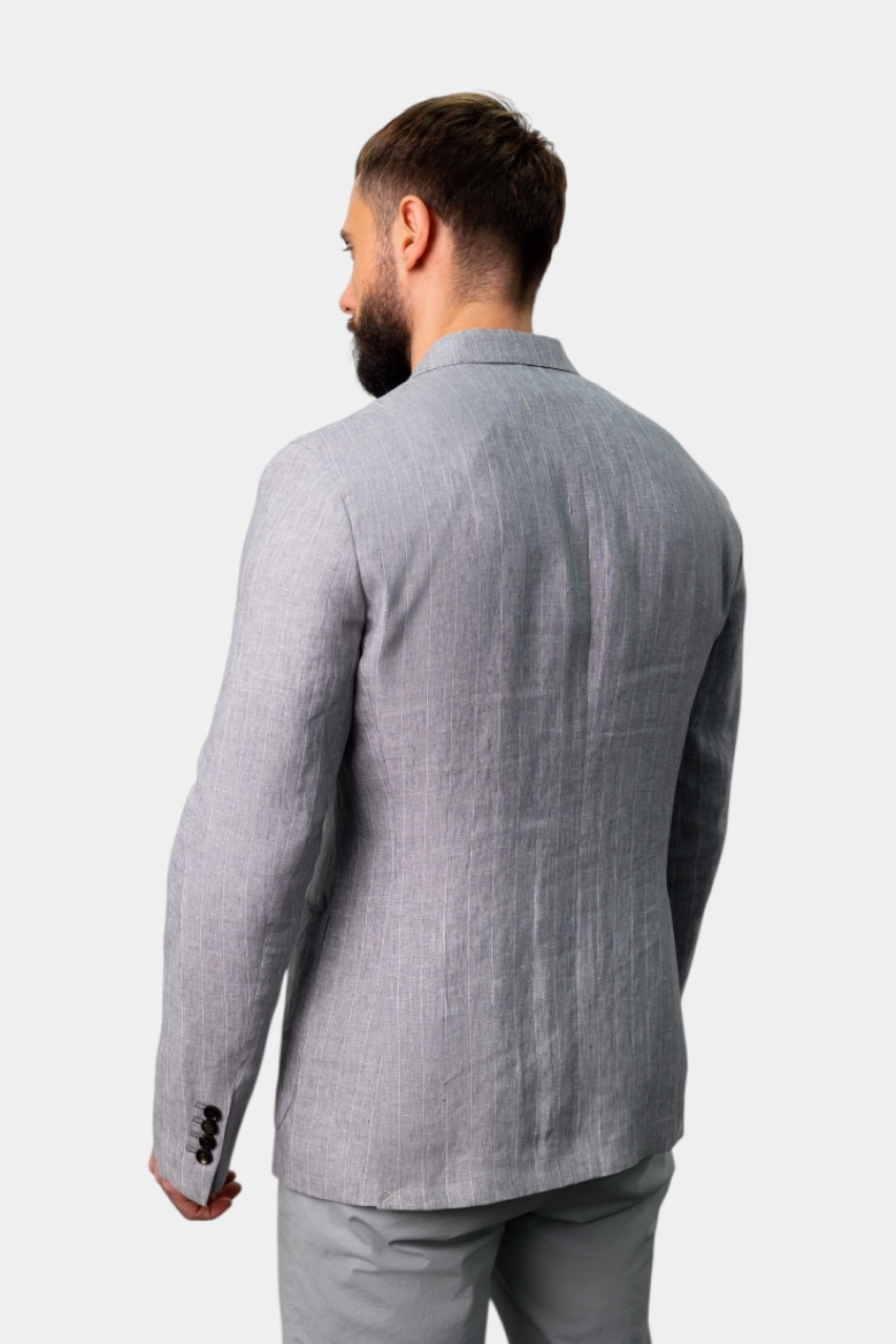 Сірий лляний однобортний піджак R51009-02628-975 Peserico