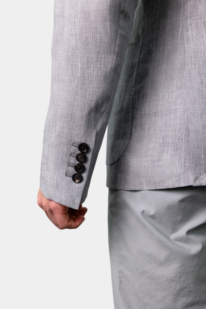 Сірий лляний однобортний піджак R51009-02628-975 Peserico