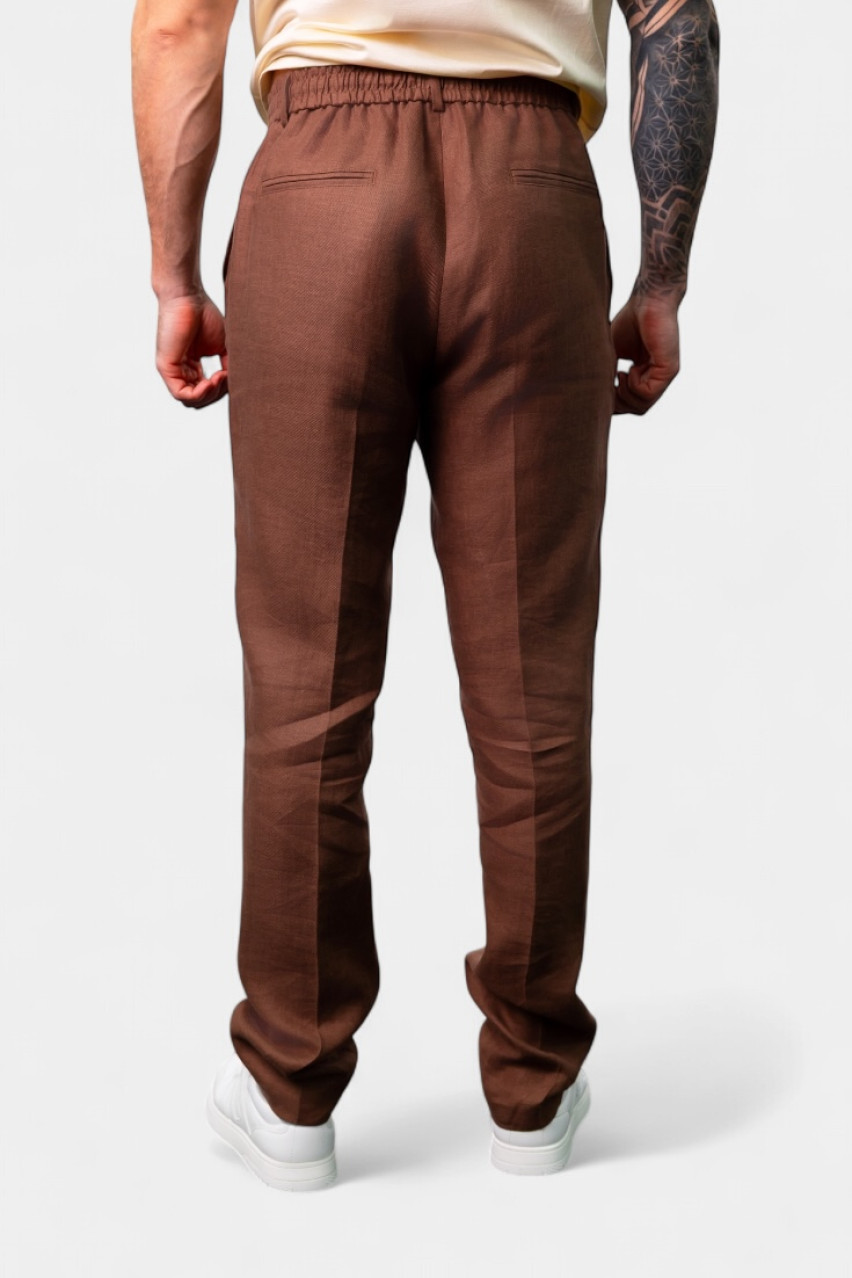 Коричневі лляні брюки-джогери R54095N-02606-054 Peserico