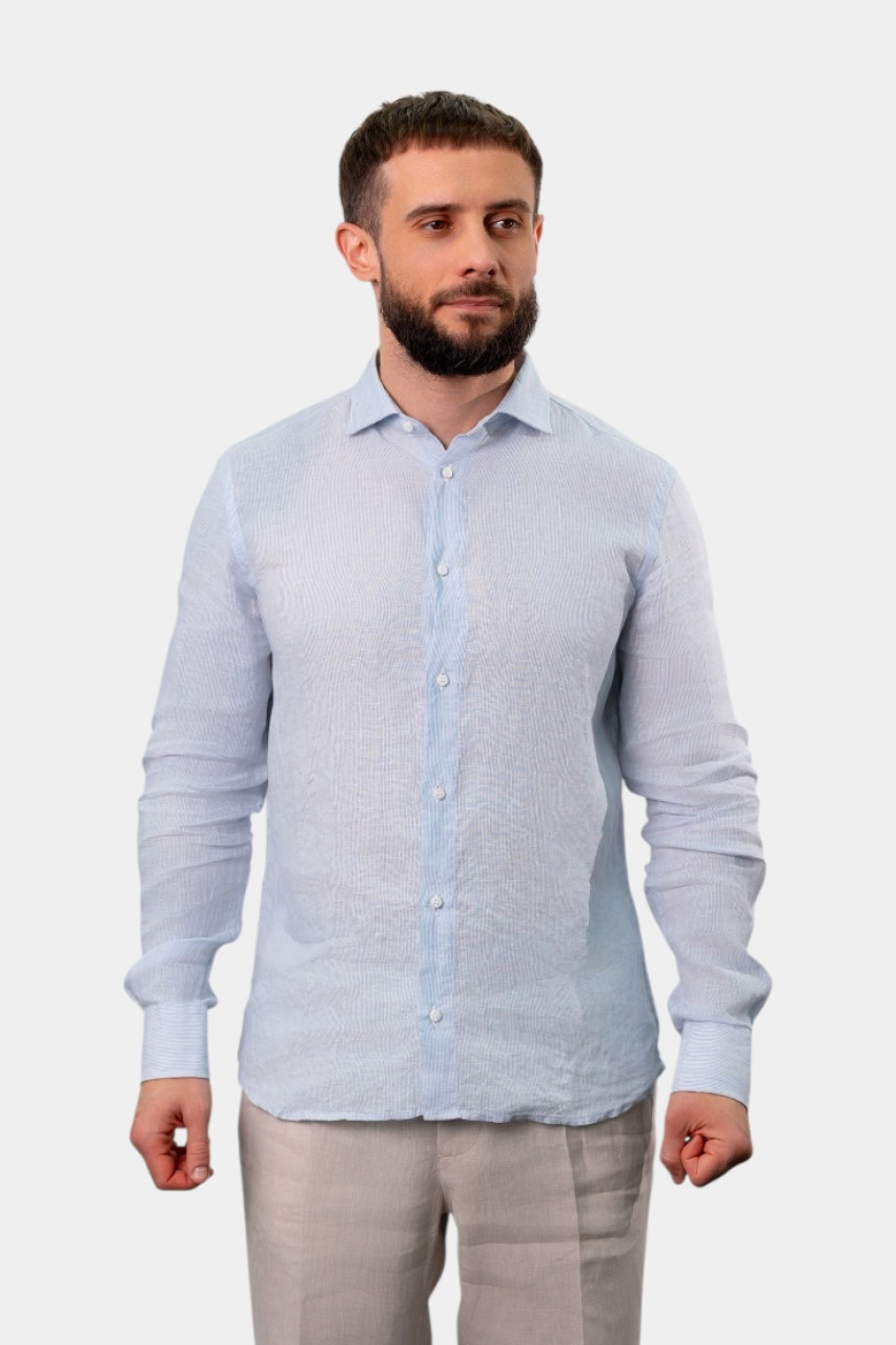 Голубая хлопковая рубашка R56042L1-01706-980 Peserico
