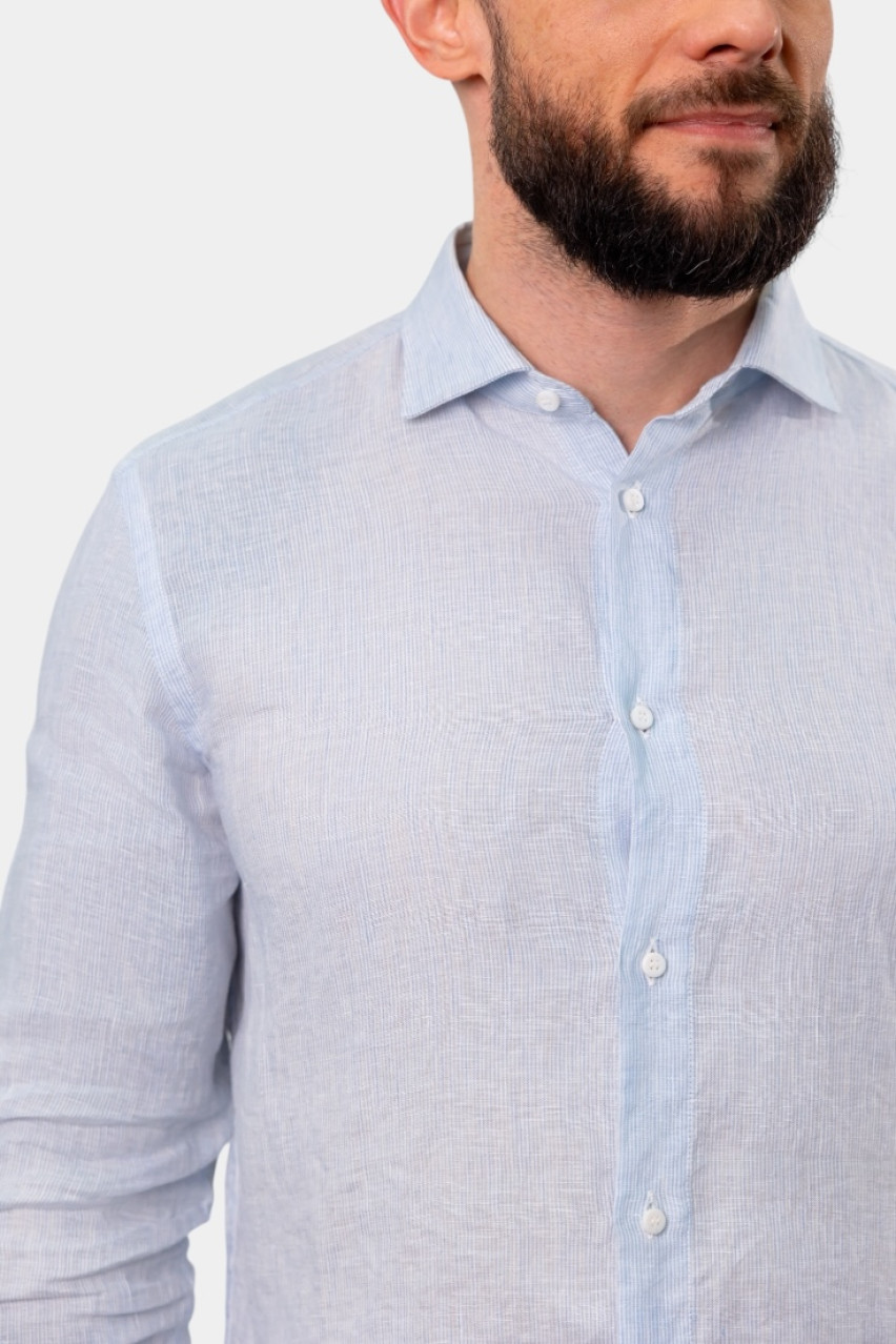 Голубая хлопковая рубашка R56042L1-01706-980 Peserico
