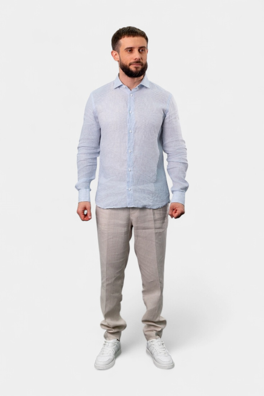 Голубая хлопковая рубашка R56042L1-01706-980 Peserico