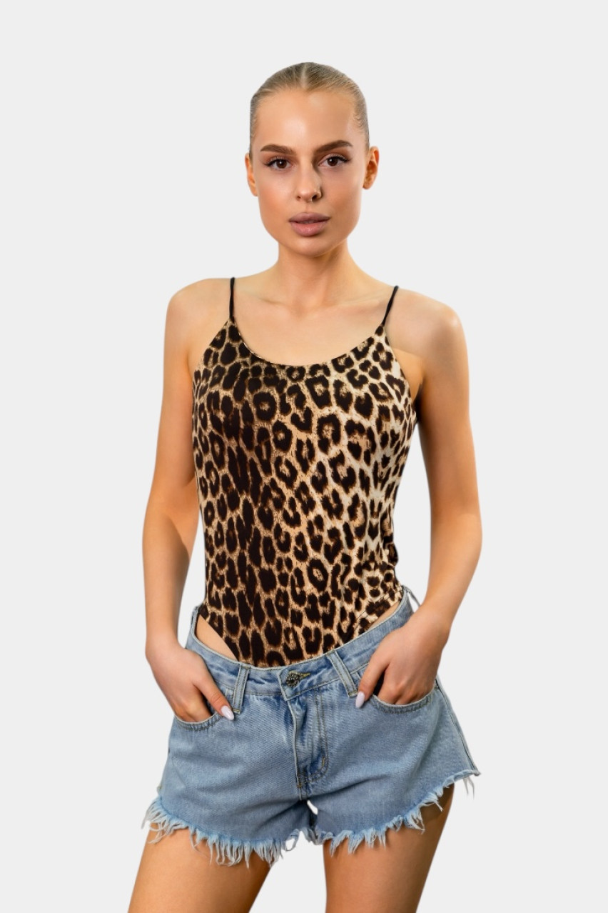 Леопардовое боди на тонких бретелях GB6692 G&B