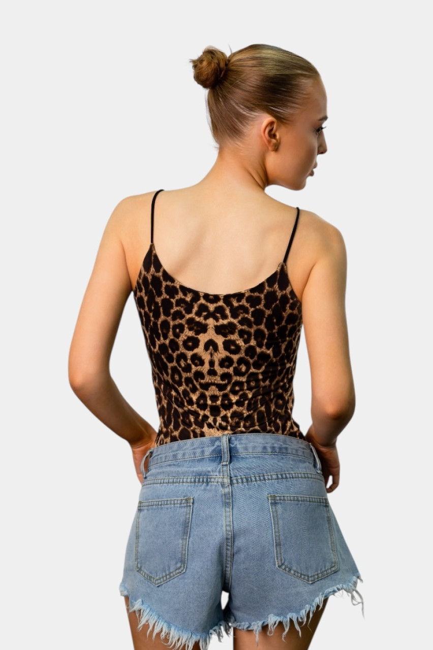 Леопардовое боди на тонких бретелях GB6692 G&B