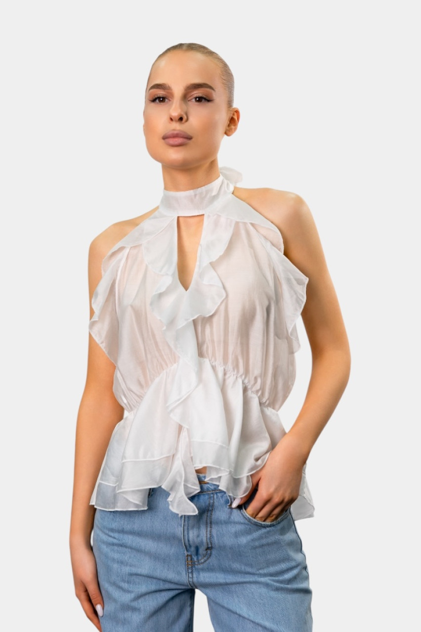 Белый топ в стиле бохо 17556 DOLCE VITA