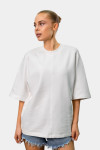 Белая оверсайз футболка с декоративным швом