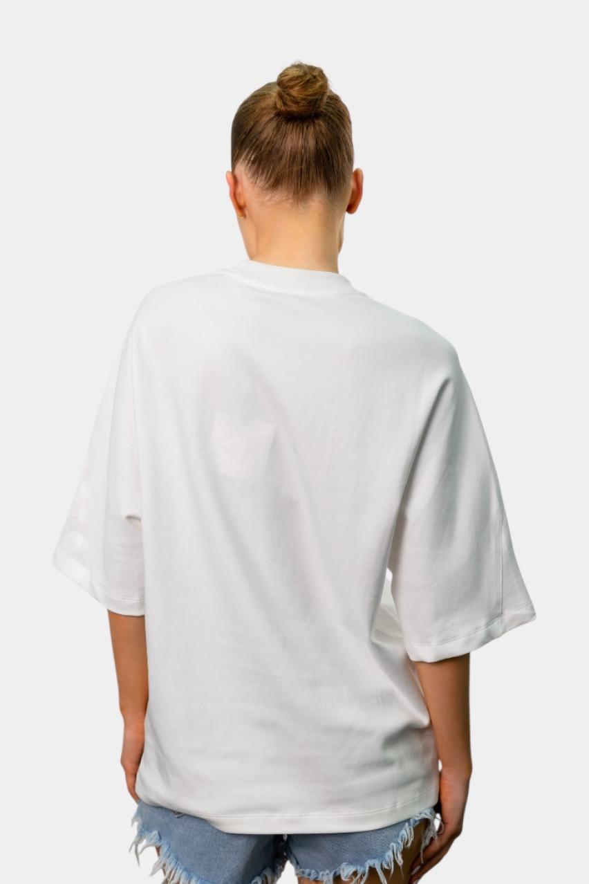 Белая оверсайз футболка с декоративным швом LC240539 LUMINA