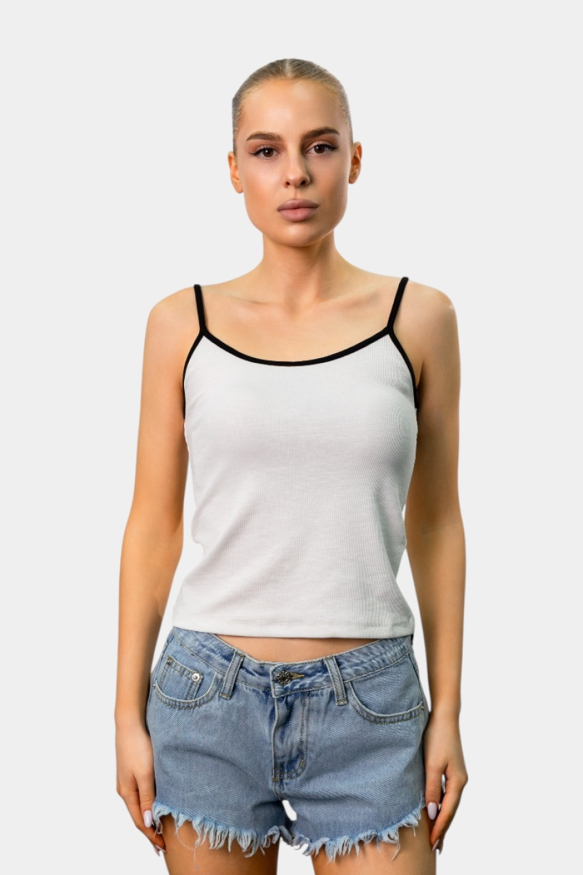 Белая майка с черным кантом LC240453 LUMINA