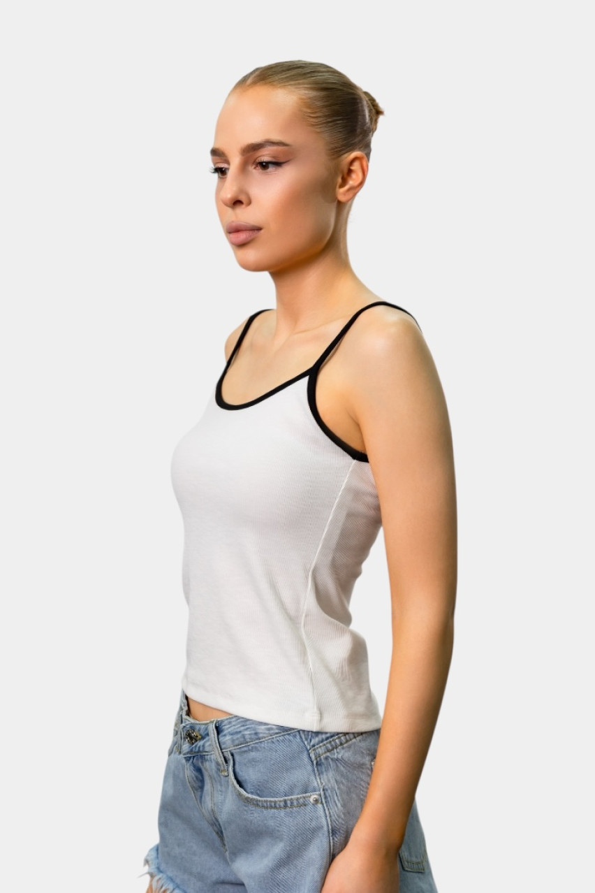 Белая майка с черным кантом LC240453 LUMINA