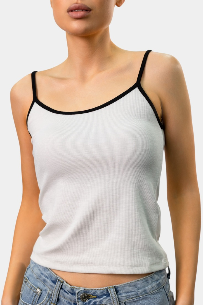 Белая майка с черным кантом LC240453 LUMINA