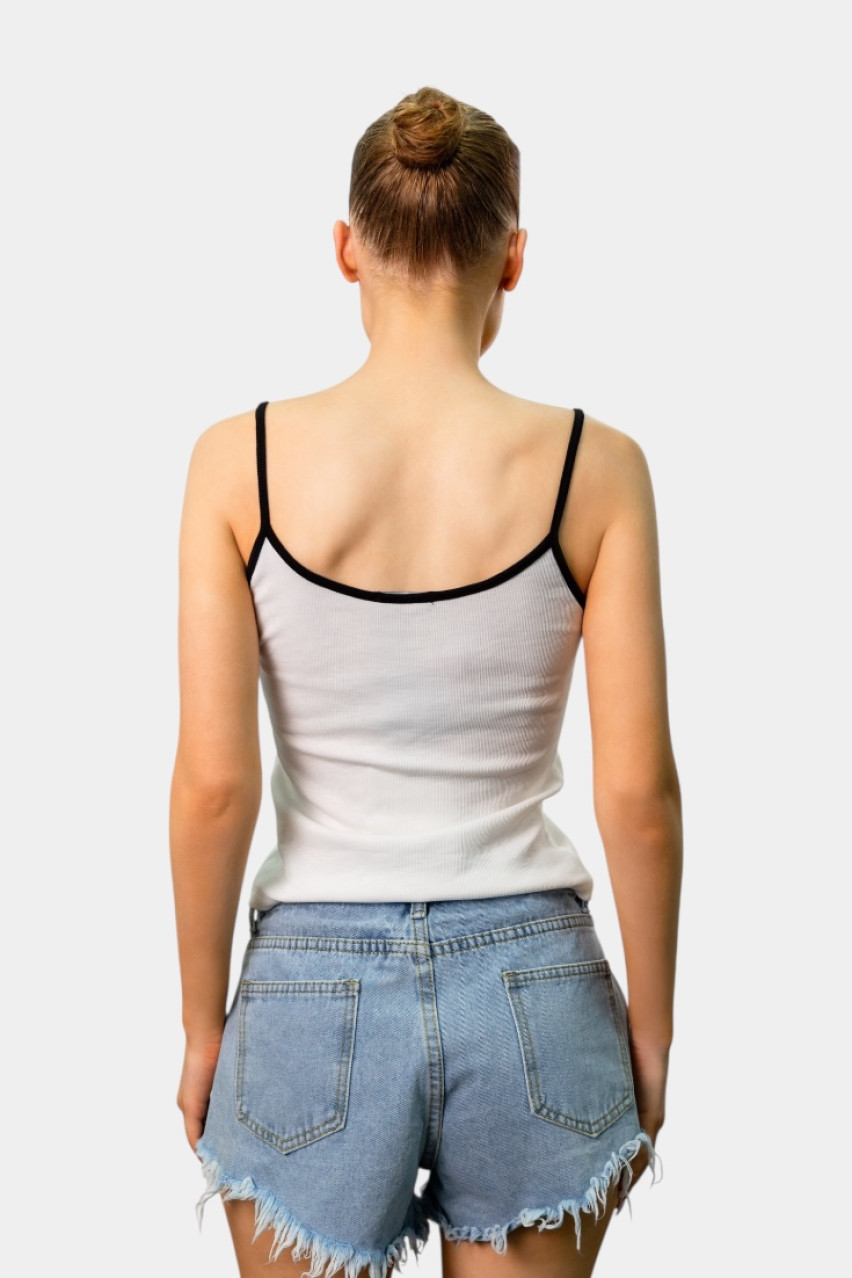 Белая майка с черным кантом LC240453 LUMINA