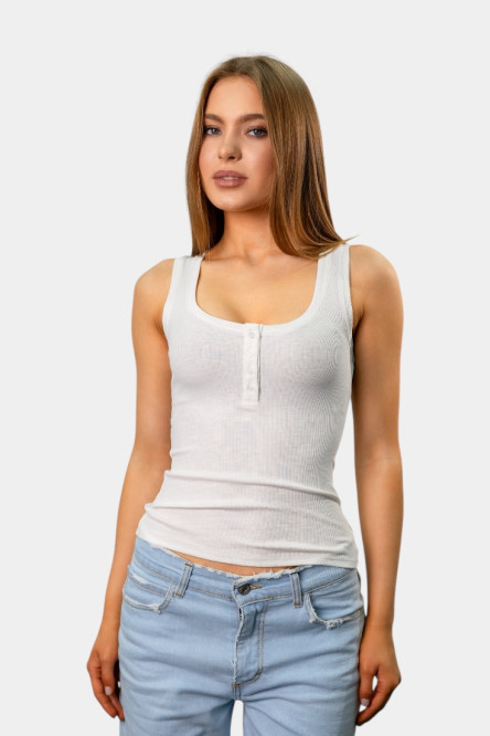 Белая майка с пуговицами