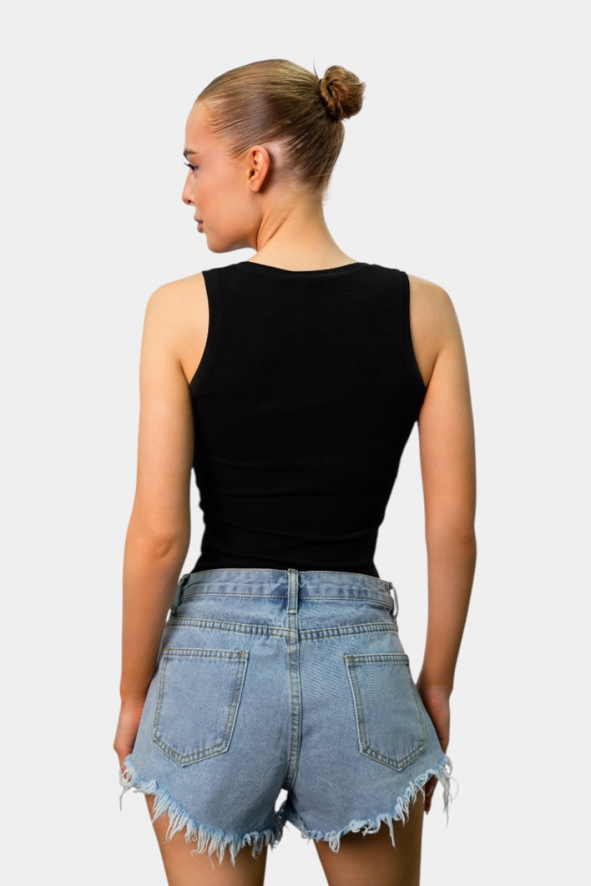 Чорна майка з ґудзиками LC240454 LUMINA