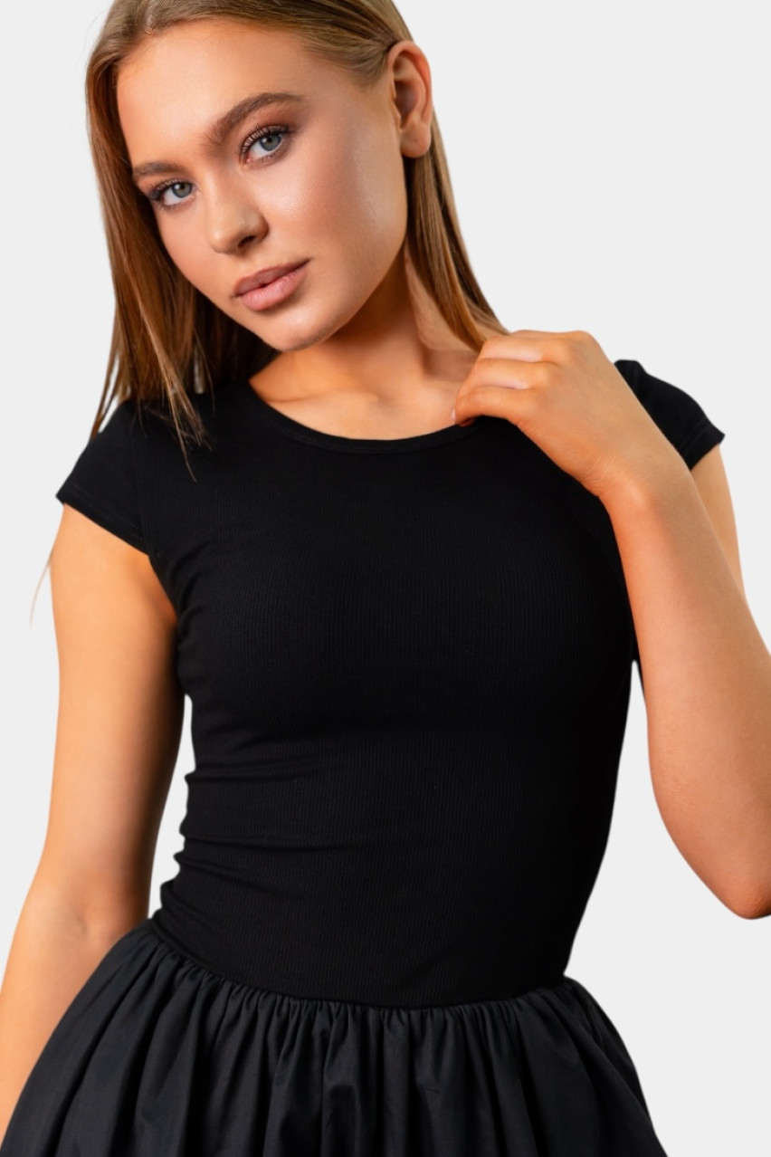 Черное платье с объемным низом 15213 Manosque