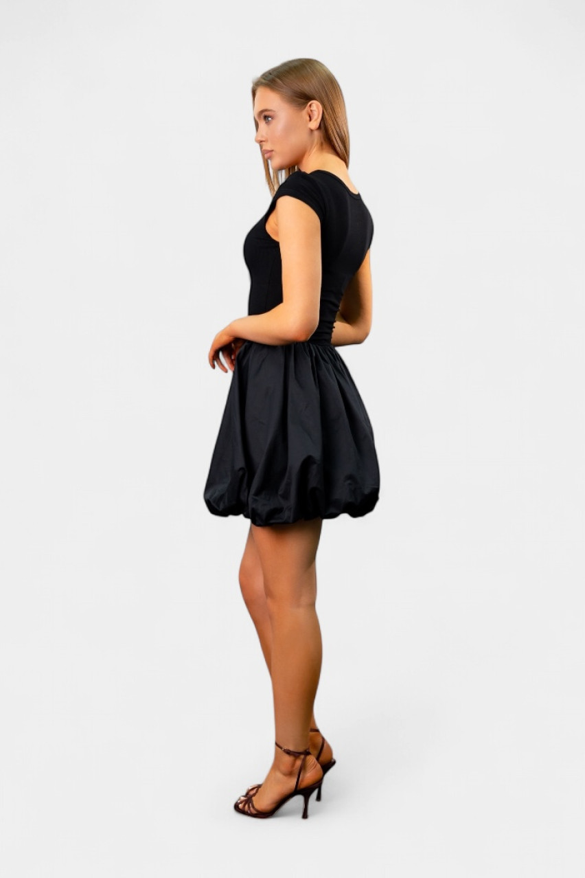 Черное платье с объемным низом 15213 Manosque
