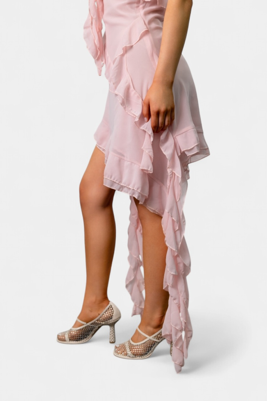 Пудрое платье в стиле бохо R7969 MOCHY