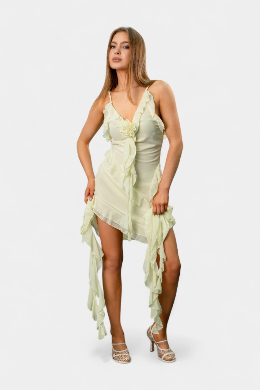 Желтое платье в стиле бохо R7969 MOCHY