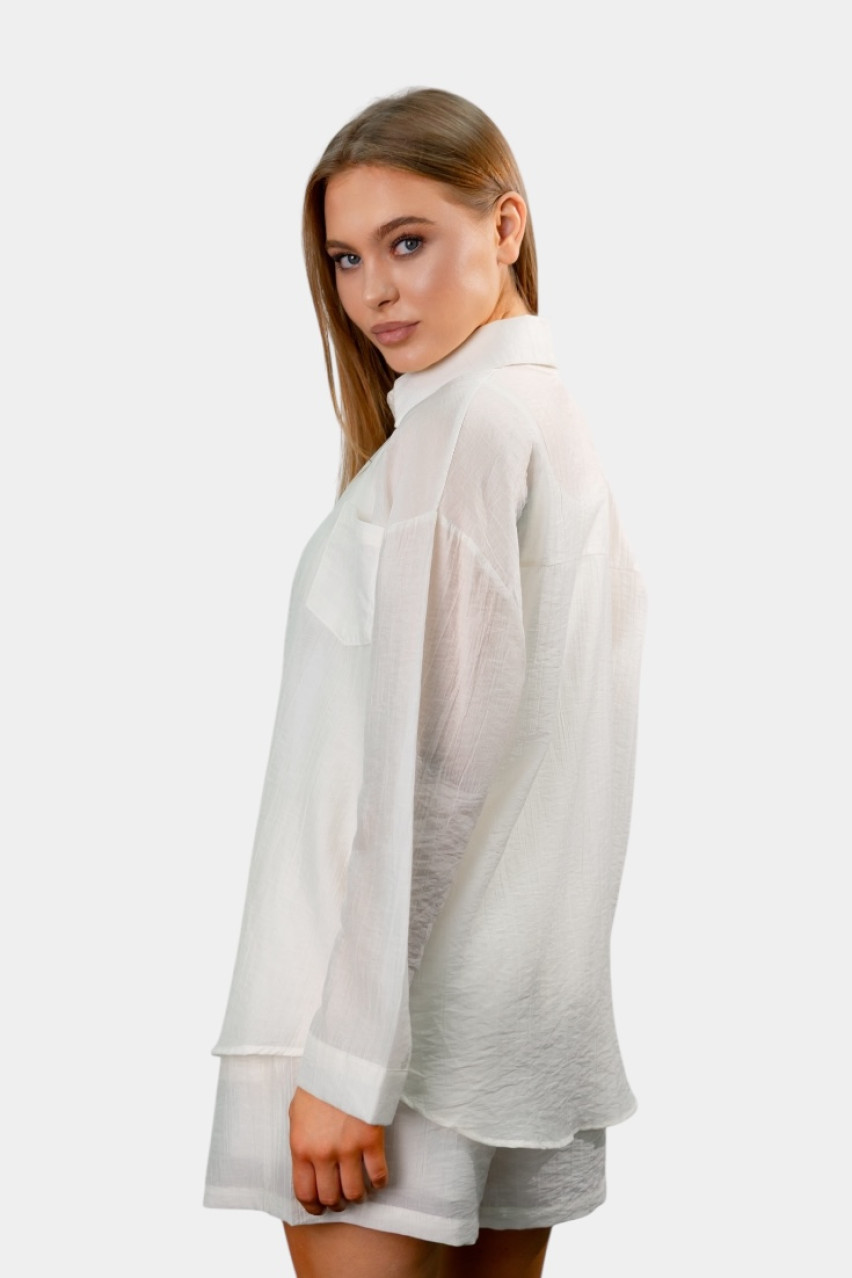 Молочный костюм-тройка с майкой, рубашкой и шортами 50091 Manosque