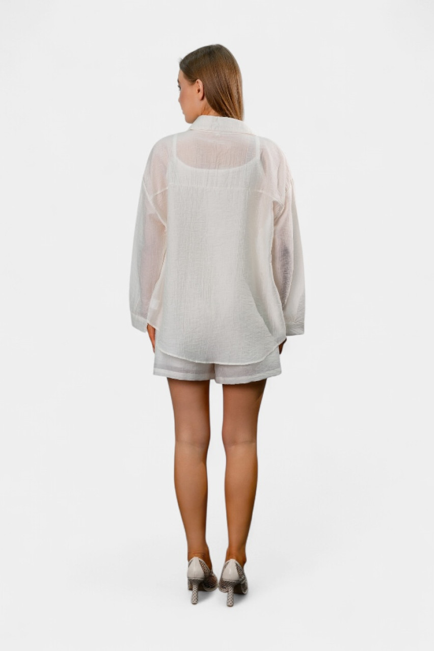 Молочный костюм-тройка с майкой, рубашкой и шортами 50091 Manosque