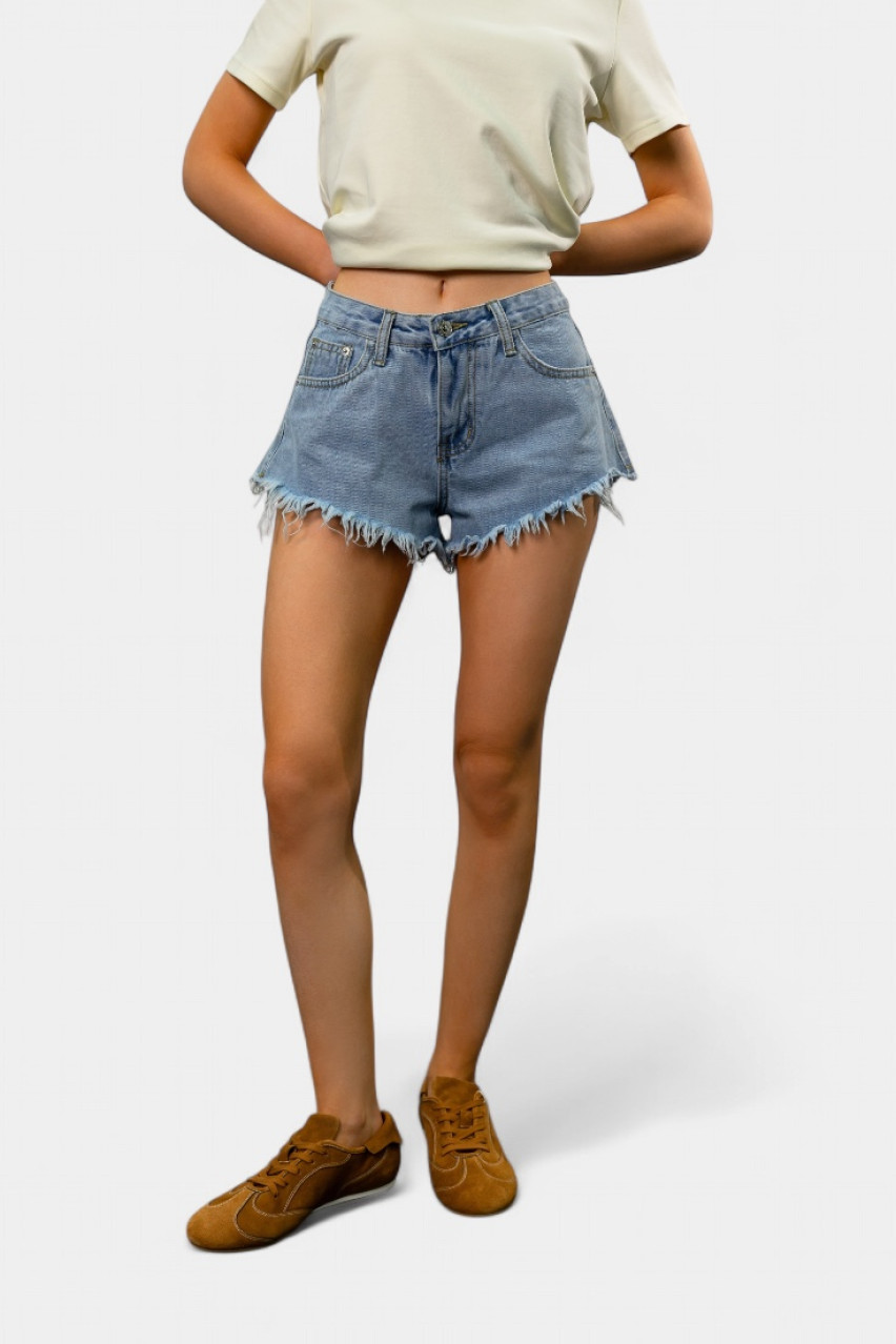 Блакитні шорти з необробленим низом 21045 C'est Monique