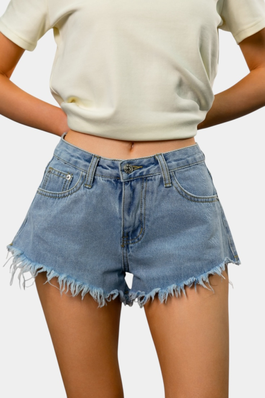 Блакитні шорти з необробленим низом 21045 C'est Monique