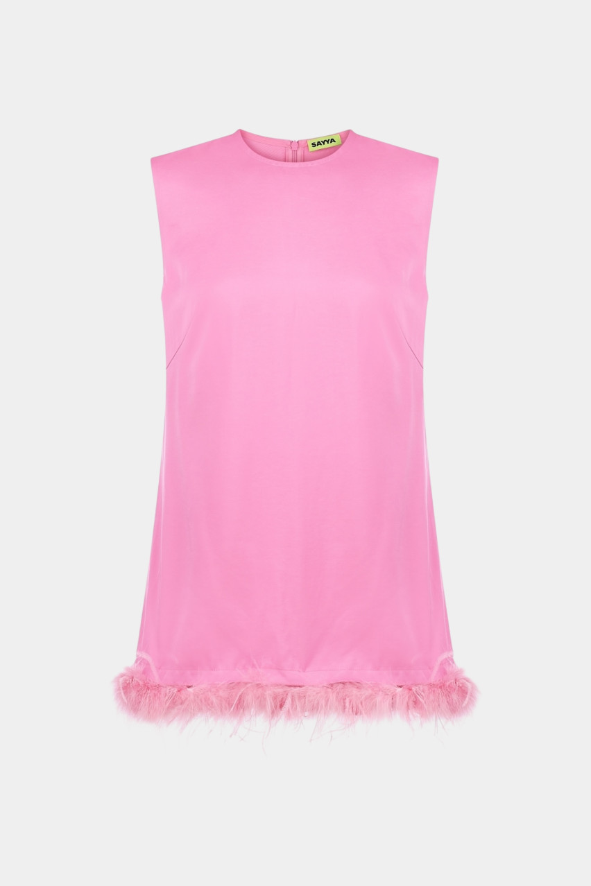 Рожевий подовжений топ з пірʼям SS1570 SAYYA