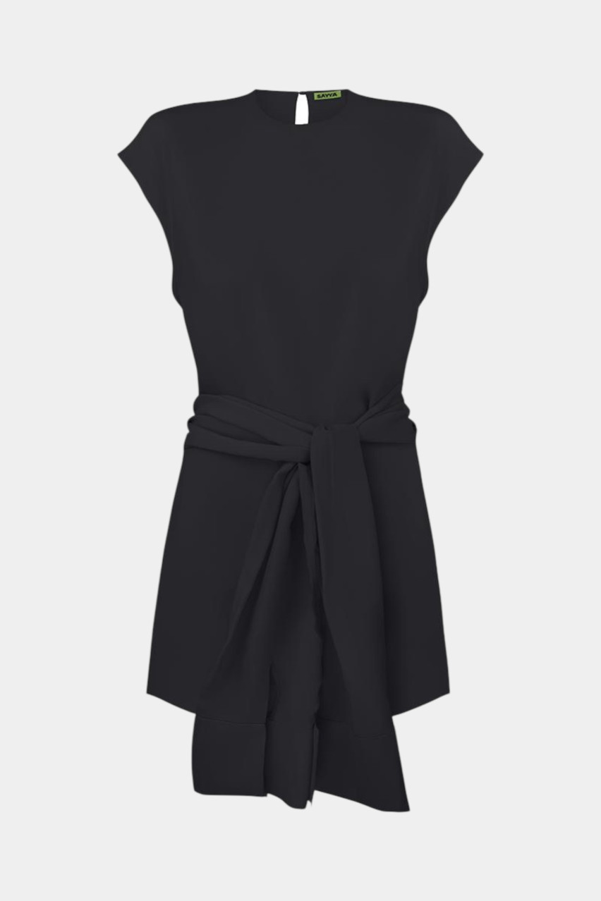 Черный топ с поясом и открытой спиной SS1623-2 SAYYA