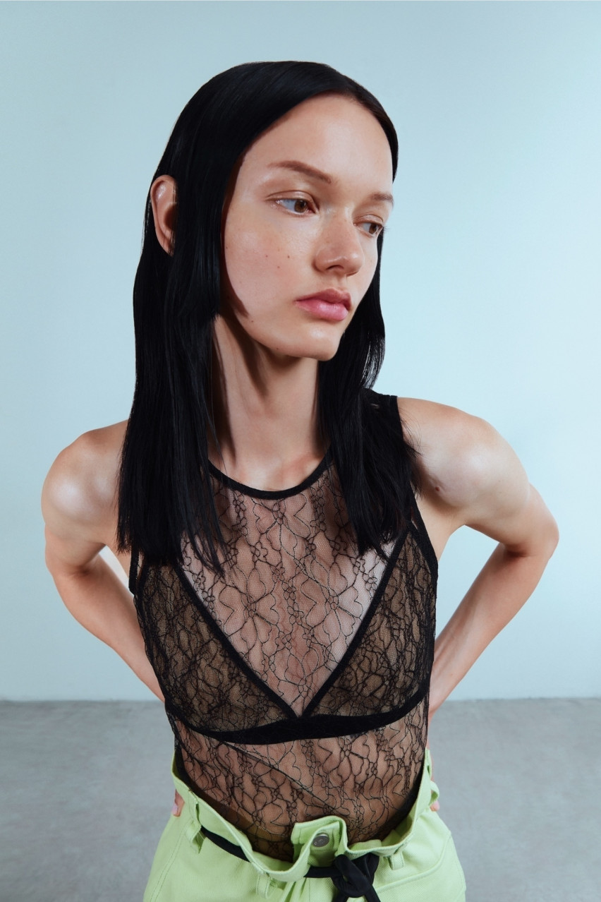 Чорний мереживний топ СО1558 SAYYA