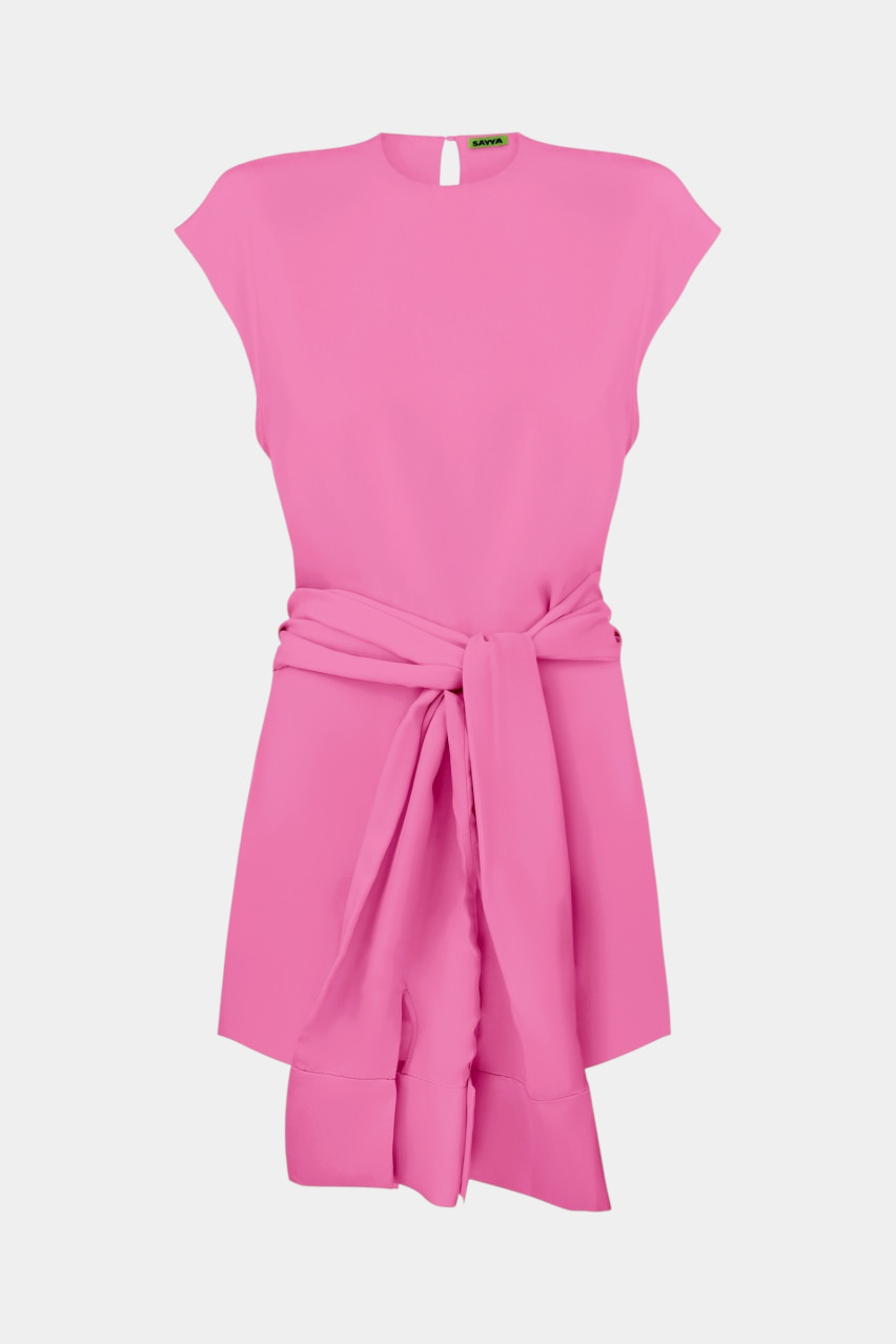 Розовый топ с поясом и открытой спиной SS1623-1 SAYYA