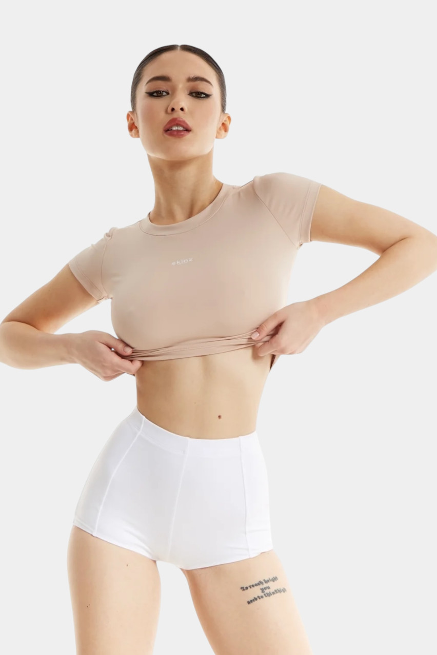 Бежевая укороченная футболка Skinz SKINZ