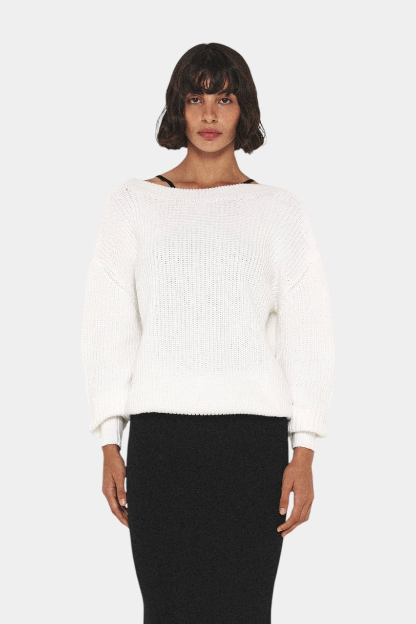 Белый хлопковый свитер V-Neck SH24-01 white(001) T.Mosca