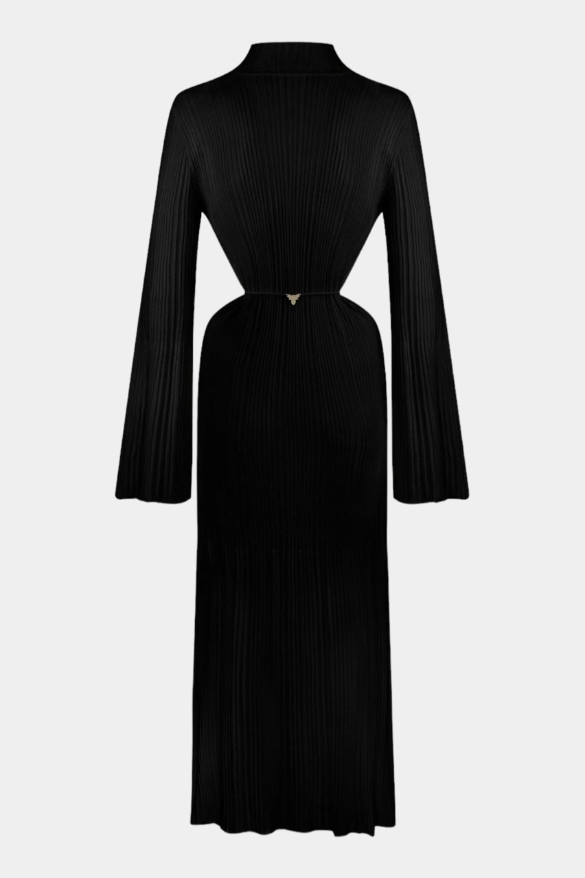 Черное макси платье с открытыми боками PDJ24-01 black(099) T.MOSCA