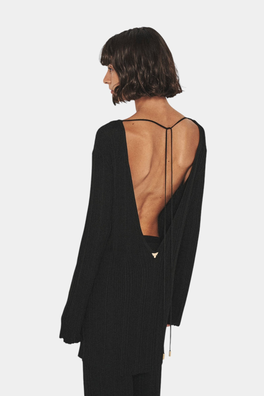 Черный топ с открытой спиной SDJ24-01 T.MOSCA