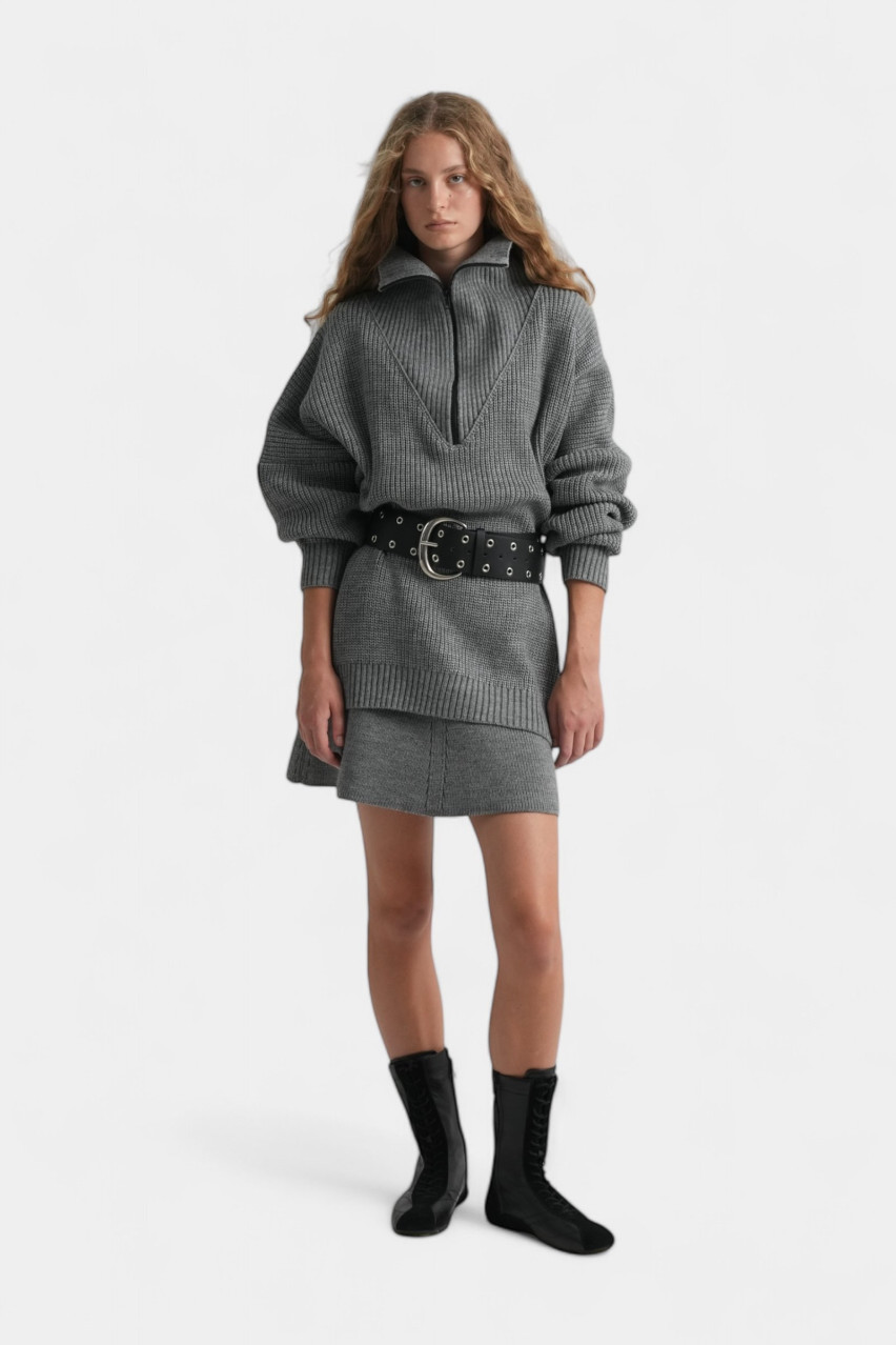 Серая шерстяная мини-юбка UMR24-02 light grey(002) T.MOSCA